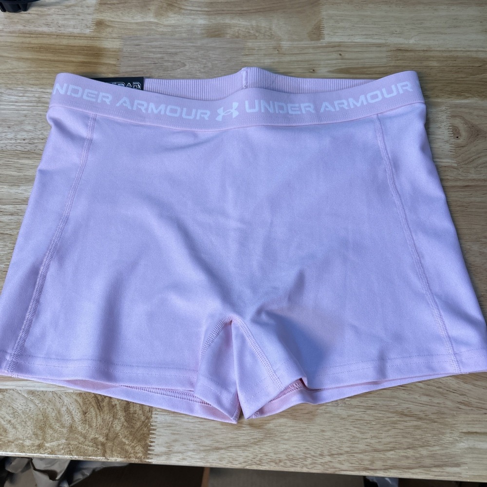 Under Armour Womens Heatgear 3" Compression Midrise Training Shorts Large Pink